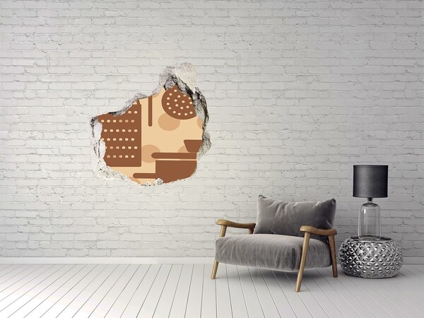 3D wall hole wallpaper Interior with a retro motif