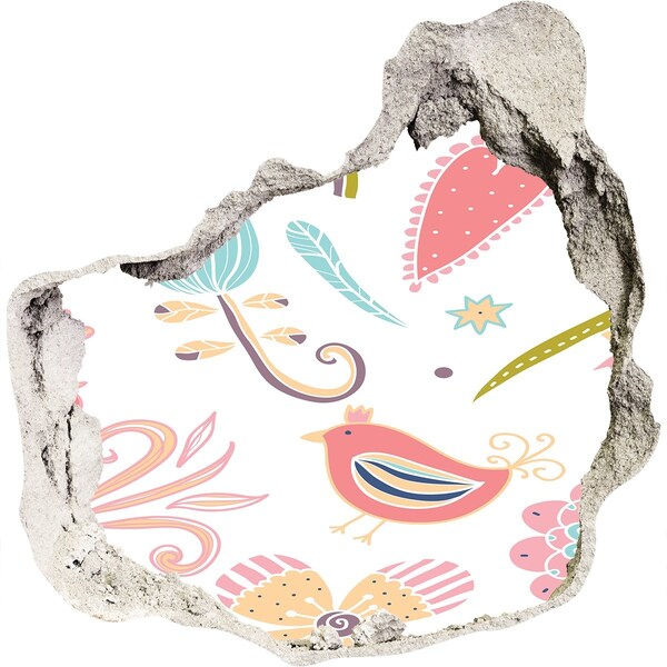 3D wall hole wallpaper The colorful world behind the hole