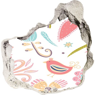 3D wall hole wallpaper The colorful world behind the hole