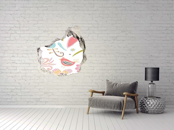3D wall hole wallpaper The colorful world behind the hole