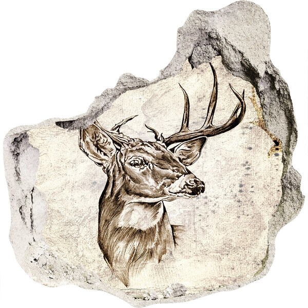 Hole in the wall sticker Antlered deer on the wall