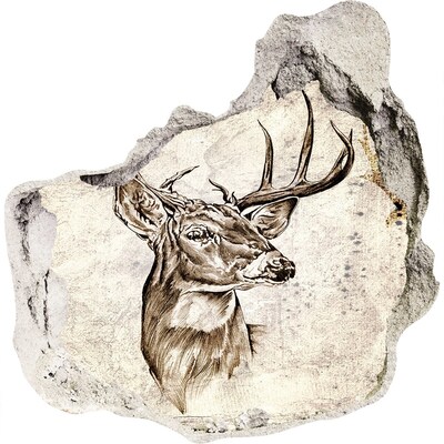 Hole in the wall sticker Antlered deer on the wall