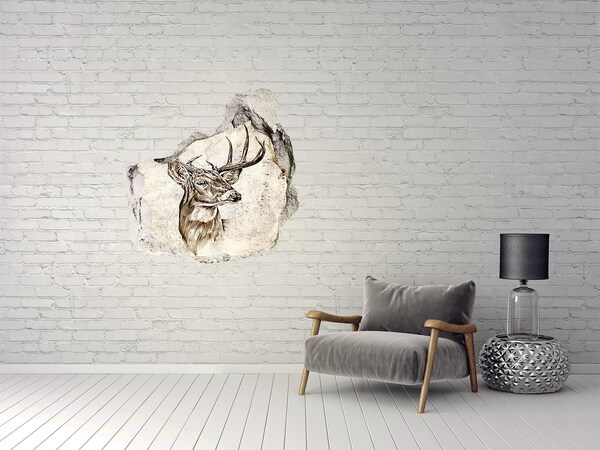 Hole in the wall sticker Antlered deer on the wall