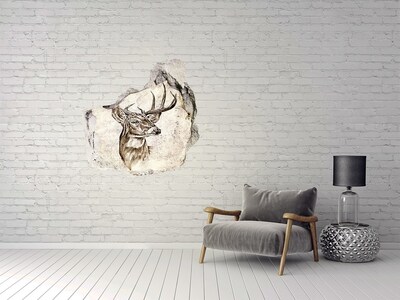 Hole in the wall sticker Antlered deer on the wall