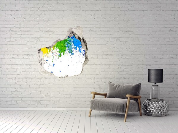 Hole wall sticker A colorful explosion in concrete