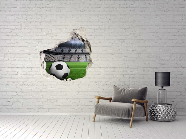 Hole in the wall decal Football stadium with a ball