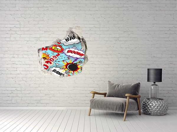 Hole in the wall decal An explosion of colors in a comic book style