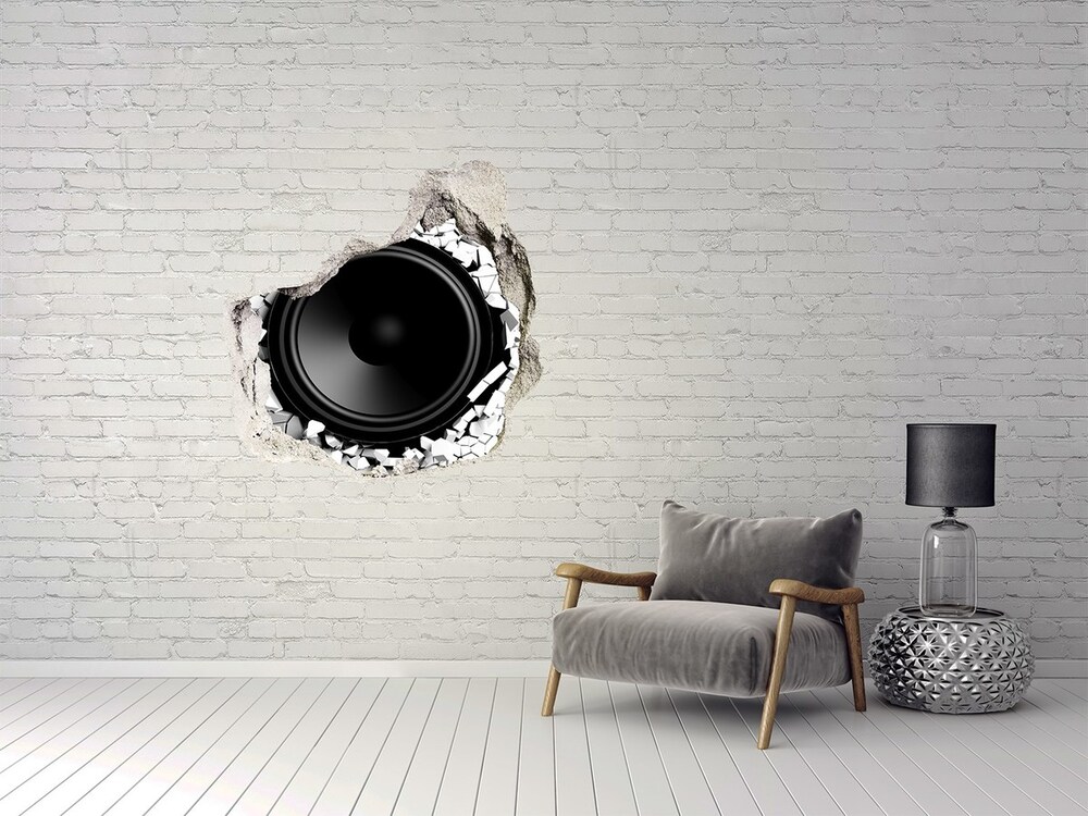 Hole in the wall sticker Loudspeaker