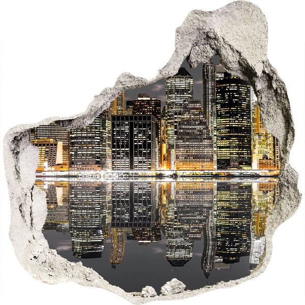 Hole in the wall decal View of the city at night