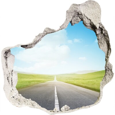 Hole in the wall decal A road through green fields