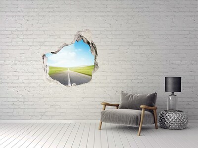 Hole in the wall decal A road through green fields