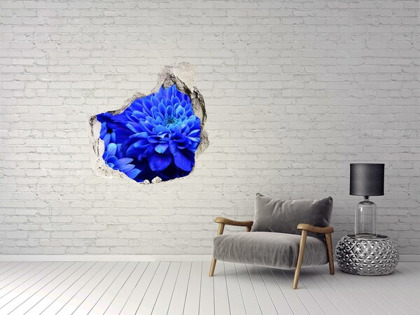 Hole in the wall decal Blue flower in a hole in the wall