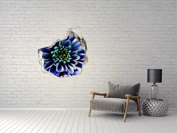 Hole in the wall sticker A flower in blue shades