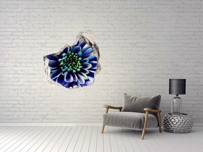 Hole in the wall sticker A flower in blue shades