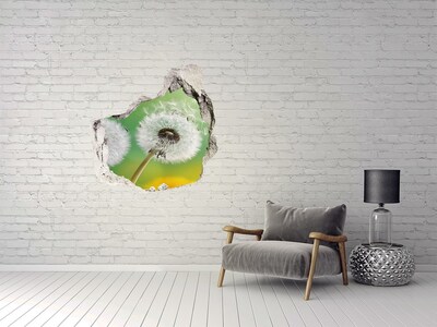 Hole in the wall decal Dandelions in a green background