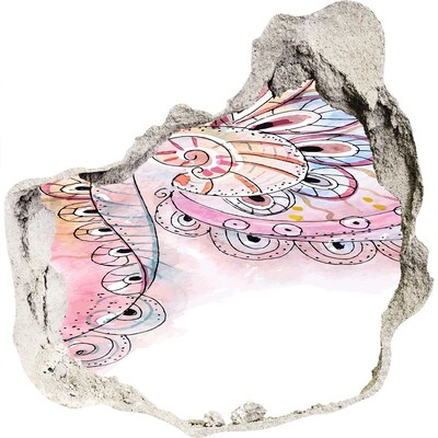 3D wall hole wallpaper Colorful pattern on a concrete background