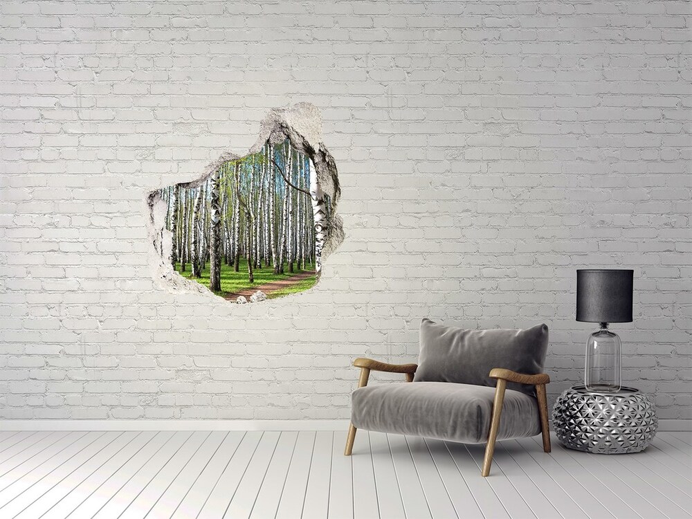 Hole in the wall sticker Birch forest