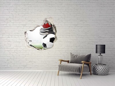 Hole wall sticker Football passion beyond the walls