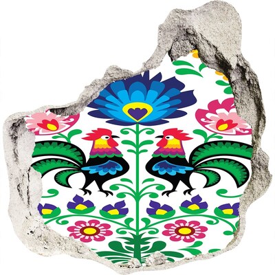 Hole in the wall decal Floral folklore with chanterelles