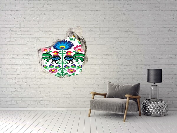 Hole in the wall decal Floral folklore with chanterelles