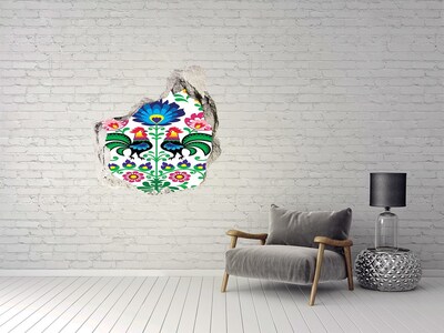 Hole in the wall decal Floral folklore with chanterelles