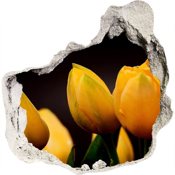 3D wall hole Yellow tulips