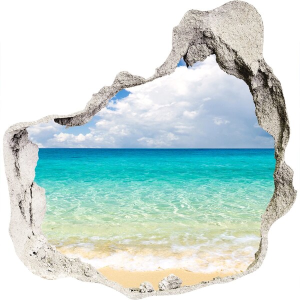 3D wall hole Caribbean Beach Through a Hole in the Wall