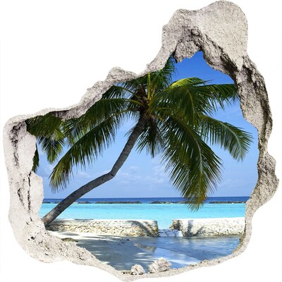 Hole wall sticker Tropical oasis with palm trees