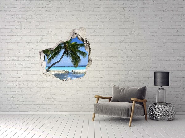 Hole wall sticker Tropical oasis with palm trees