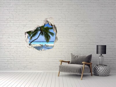 Hole wall sticker Tropical oasis with palm trees