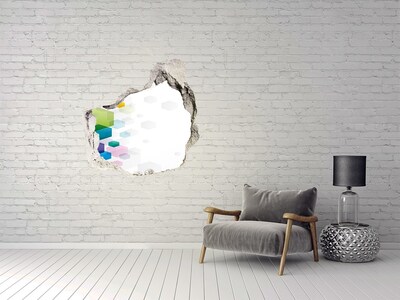 Hole wall sticker Colorful cubes