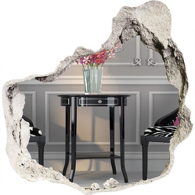 Hole wall sticker A golden table in an elegant interior