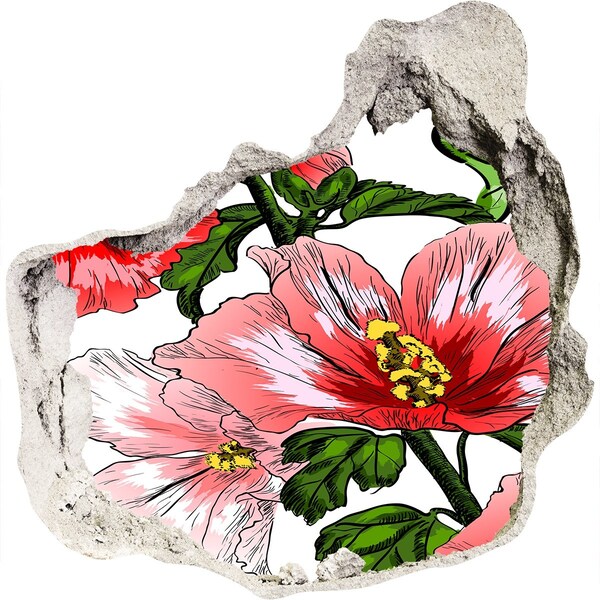 Hole wall sticker Hibiscus