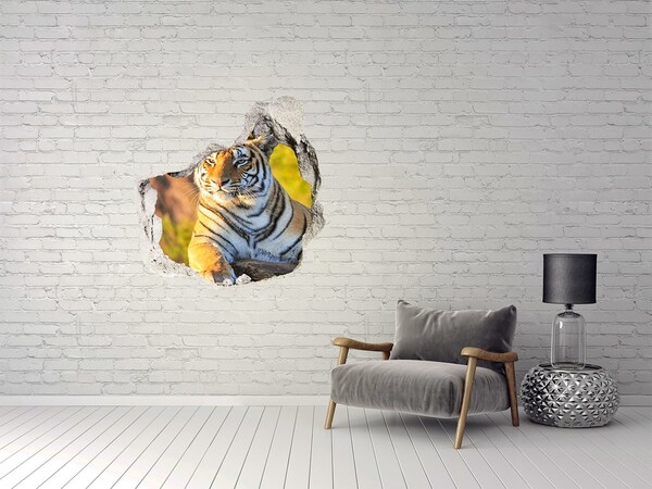 Hole in the wall sticker Portrait of a tiger