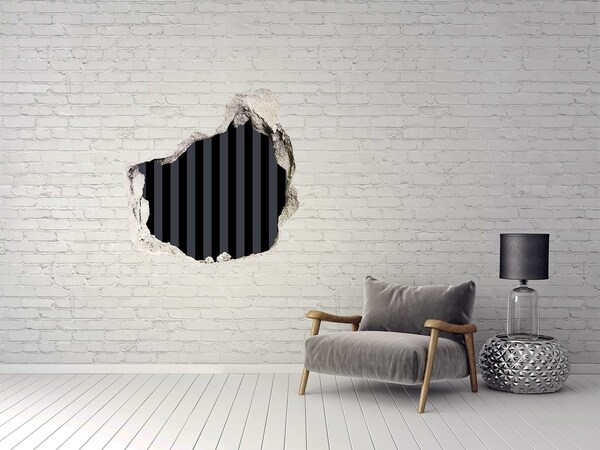 Hole in the wall sticker Black and gray stripes