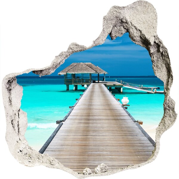 Hole in the wall sticker Tropical pier over turquoise water