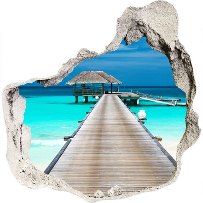 Hole in the wall sticker Tropical pier over turquoise water
