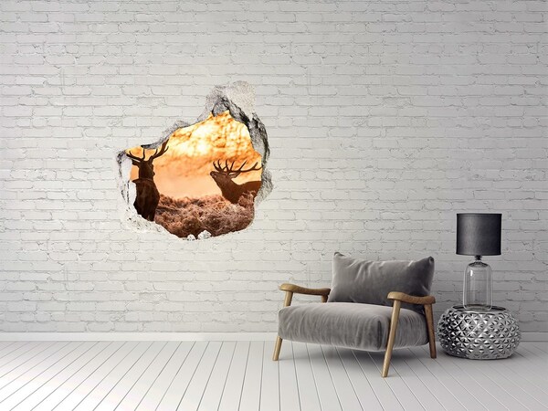 3D wall hole wallpaper Sunrise in the forest