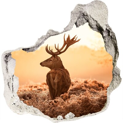 Hole in the wall sticker Deer in the golden light of sunset