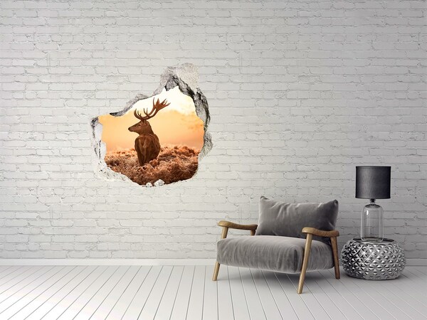 Hole in the wall sticker Deer in the golden light of sunset