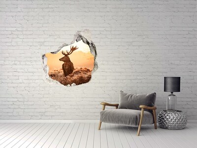 Hole in the wall sticker Deer in the golden light of sunset
