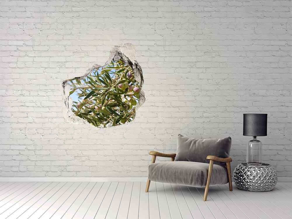 3D wall hole wallpaper Olive tree