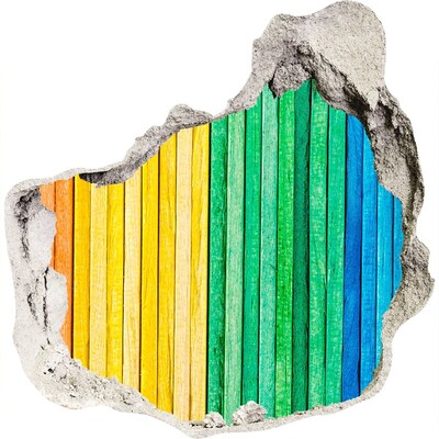 Hole in the wall sticker Colorful boards in a hole in the wall