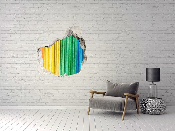 Hole in the wall sticker Colorful stripes