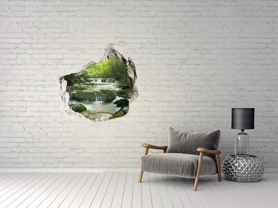 Hole wall sticker Waterfall in the forest