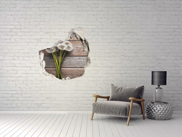 Hole wall sticker Dandelion wood