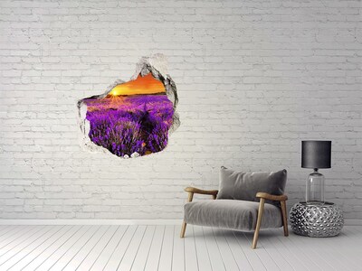Hole wall sticker Lavender field at sunset