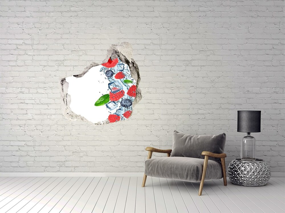 3D wall hole Forest fruits with ice