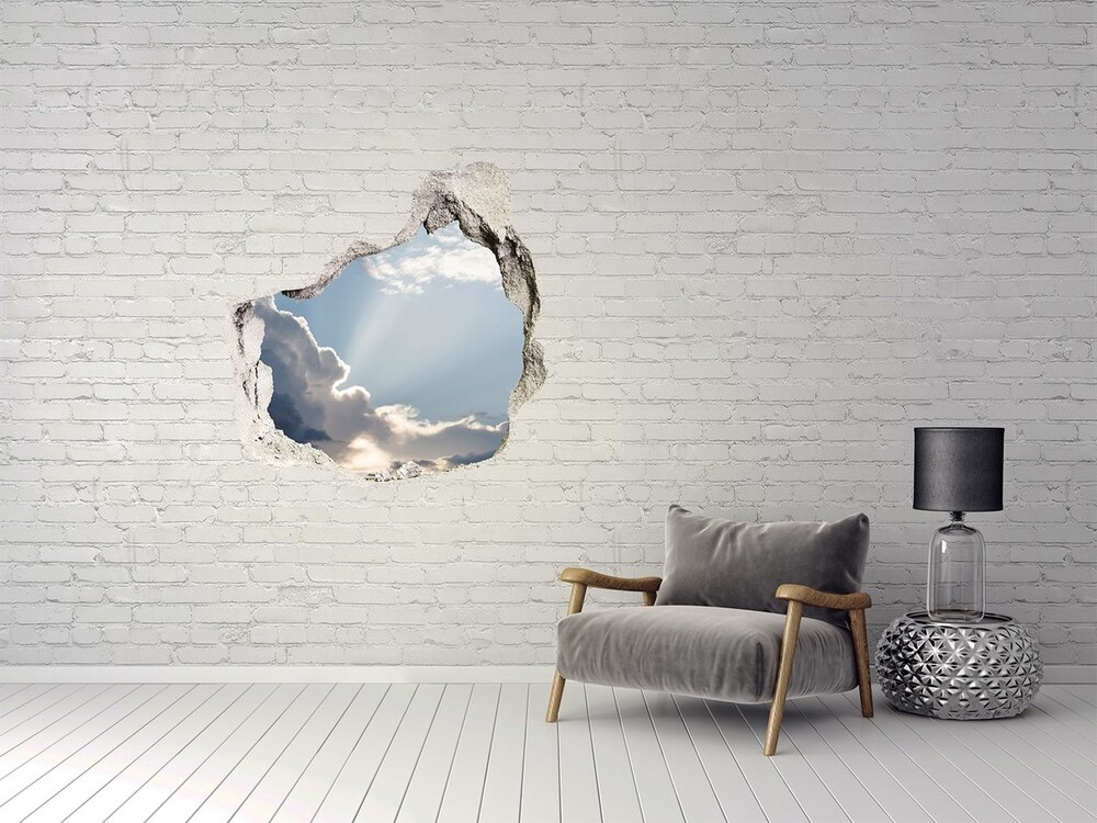 3D wall hole Clouds in the sky