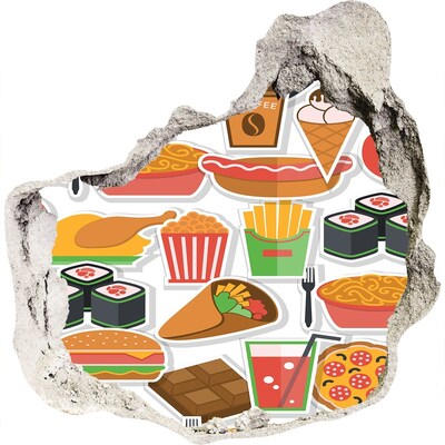 Hole wall sticker Fast food